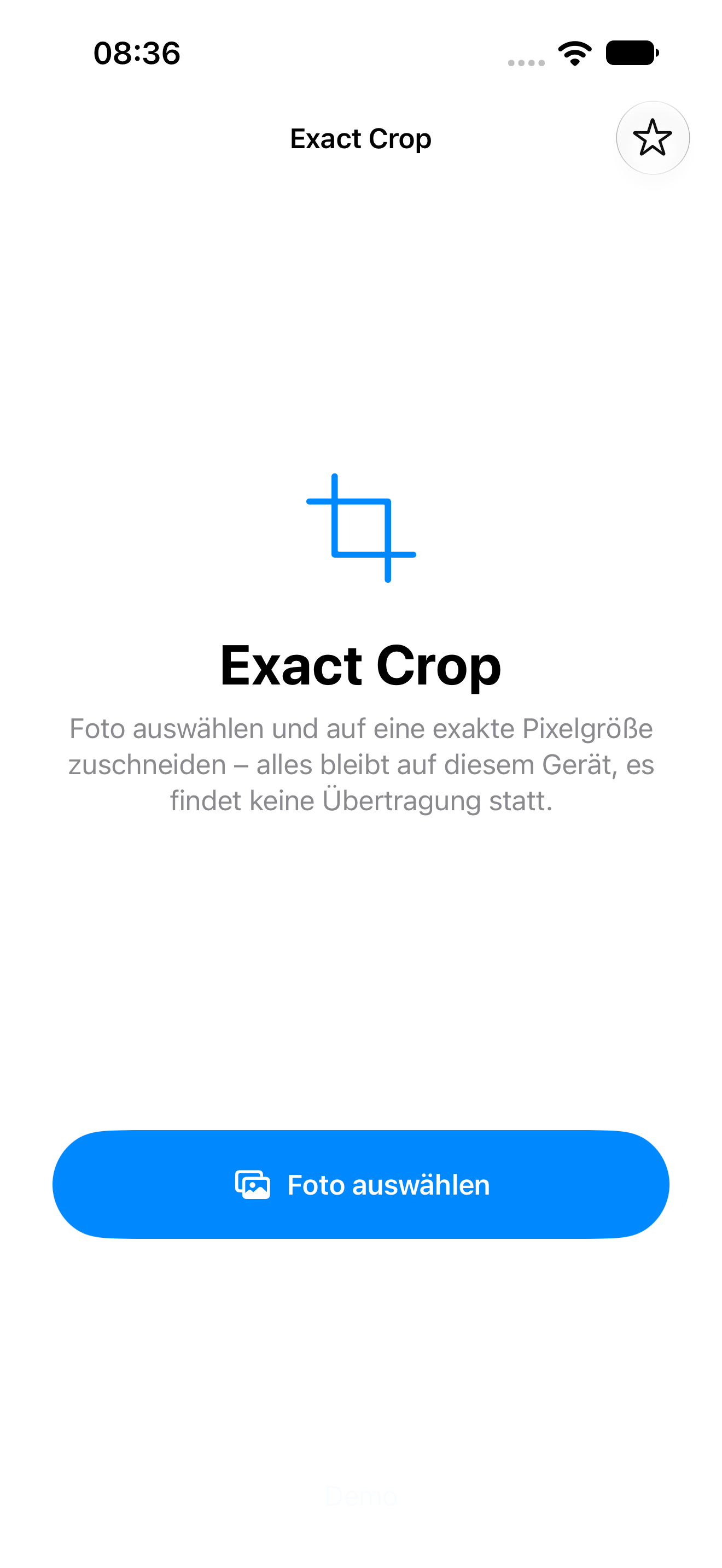 Exact Crop: Start und Foto wählen