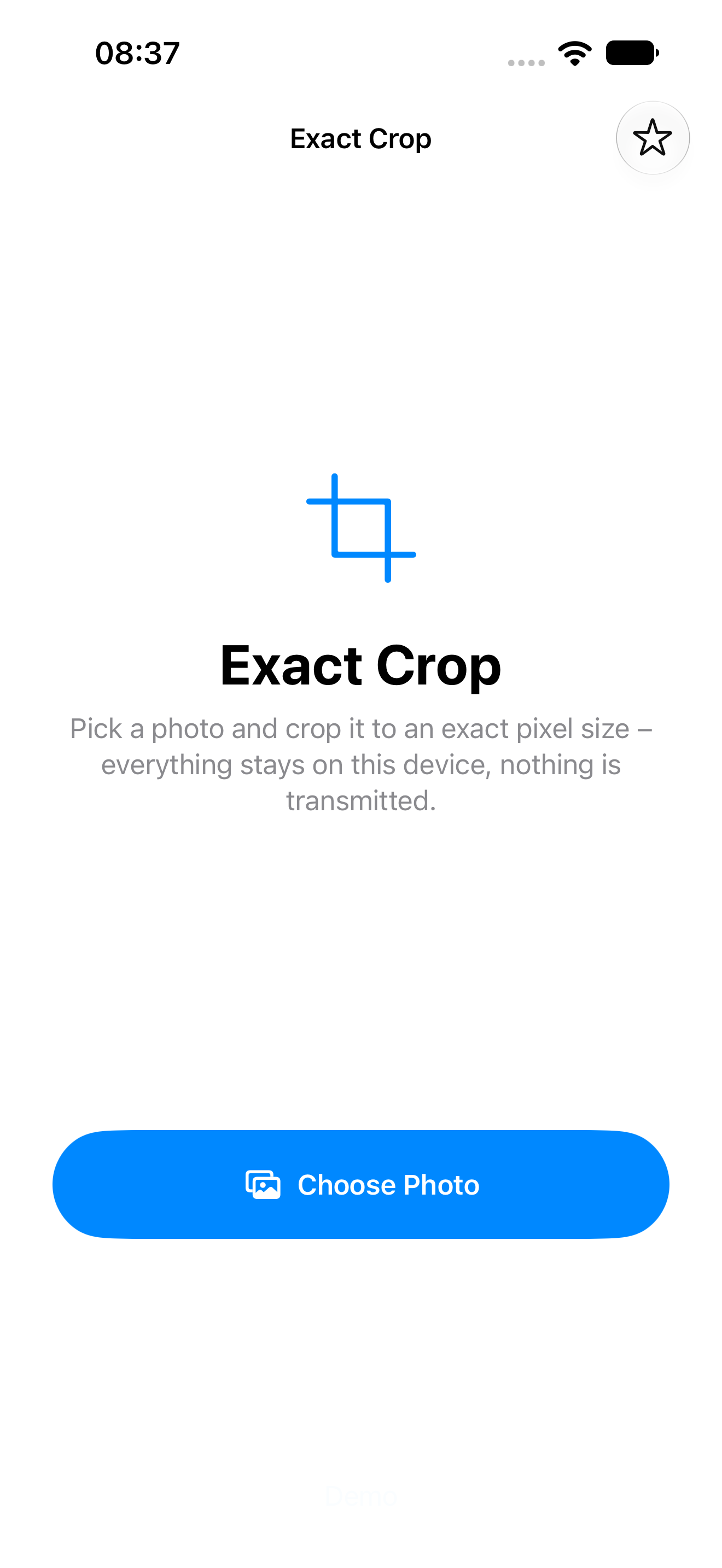 Exact Crop: start and pick a photo