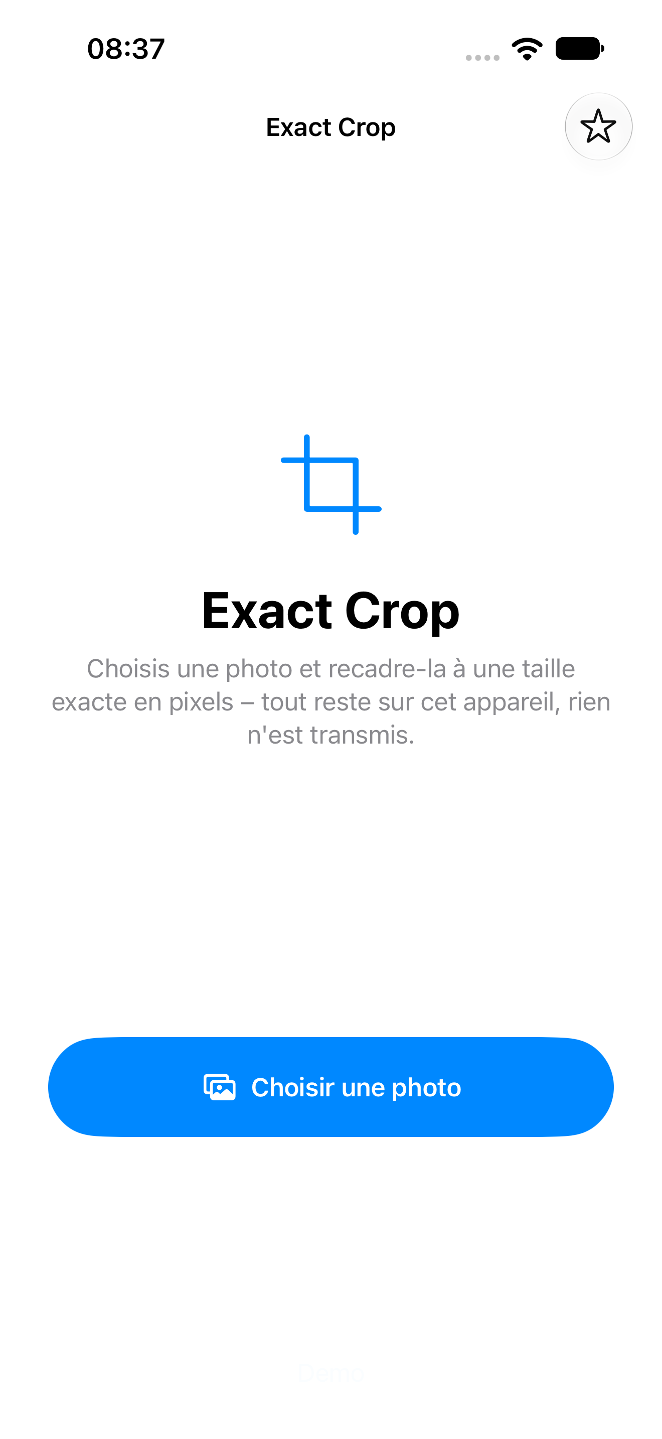 Exact Crop : démarrage et choix de la photo