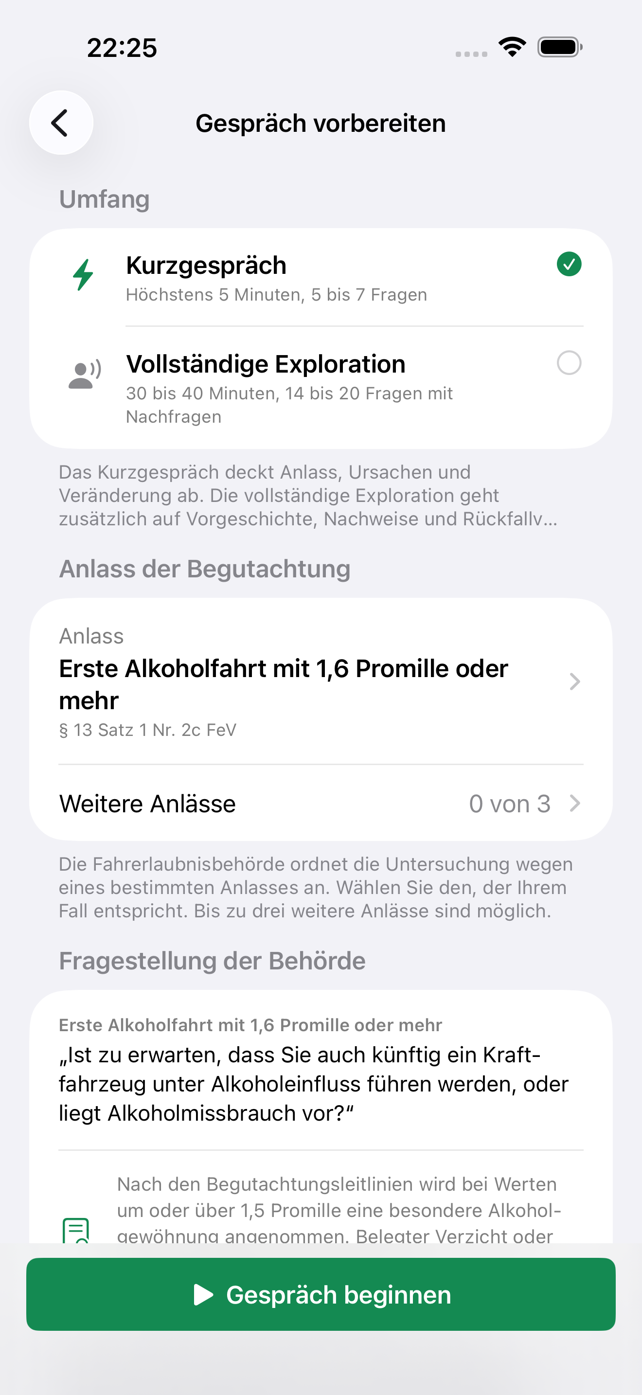 Anlass auswählen